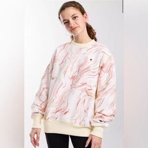 Champion Women's Hoodie with Cream and Pink Swirl